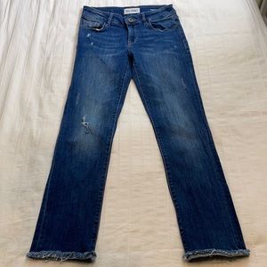 DL1961 Mara instasculpt distressed straight ankle raw hem jeans